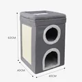 Modern grey 3-tier foldable cat house tower with sisal scratching pad, size 62x40x40cm - Double Tier Closed Style / 40x40x60cm / Gray