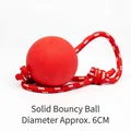 Hondenspeelbal van massief rood rubber met touw, duurzaam en kauwbestendig voor dieren - Stuiterbal met Touw / Groot (Ca. 6cm)