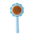 Cute sunflower shaped pet grooming brush for cats and dogs in blue and orange finish - Sunflower / Bag Packaging / Blue