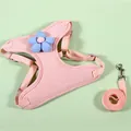 Set pettorina e guinzaglio rosa per animali con fiore blu per cani piccoli e gatti - S Per 1-6 Catties Gatto Cane / Rosa