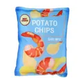 Soft plush squeaky pet toy designed as a blue shrimp potato chips bag for dogs and cats - Shrimp Flavor