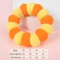Collier pour animaux fait main en pompons jaune et orange avec son tableau des tailles - XS / Jaune Orange