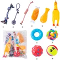 10-teiliges Hunde-Quietschspielzeug-Set mit Seilknoten, Gummihuhn, Bällen und Beißring - Mittlerer Stil / 10-teiliges Set