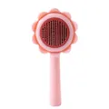 Cute pink flower shaped pet slicker brush for effective grooming and hair removal - Sunflower / Bag Packaging / Pink