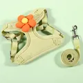 Set pettorina e guinzaglio verde chiaro stile gilet con decorazione floreale dolce. - S Per 1-6 Catties Gatto Cane / Verde