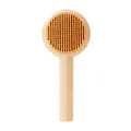 Self-cleaning pet grooming brush with stainless steel needles for cats and dogs - OPP Packaging / Swirl Yellow