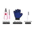 Haustierpflege-Set mit rosa Krallenzange, blauem Handschuh und weißem Flohkamm - Haustierpflege und Bad 3-teiliges Set C1