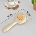 Cute beige bear-shaped cat grooming brush with one-click deshedding button for pets - Cartoon Bear Style (JY-CWS-2408071) / OPP Bag / Yellow