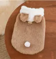 Morbido maglione in peluche marrone per cani con orecchie e anello a D in metallo - Taglia S / Top / Marrone