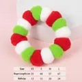 Collier de Noël fait main pour animaux avec pompons en peluche rouges blancs et verts - XS / Rouge Noël Vert Blanc