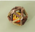 Natural silvervine wood ball cat toy with orange bell for dental health and play. - S / Silvervine + Bell Ball