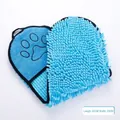Guante toalla absorbente de chenilla azul para mascotas con diseño de huella para perros y gatos - Engrosado / Azul