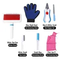6-teiliges Fellpflege-Set für Haustiere mit Bürste, Krallenzange, Handschuh und Badesack - 3. Gen 7-teiliges Bade-Set Rosa (Für Katzen)
