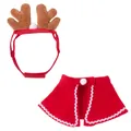Weihnachtliches Haustier-Kostümset mit Rentiergeweih-Stirnband und rotem Fleece-Umhang für Hunde - S / Rentier-Geweih & Umhang (Kann als Set versendet werden)