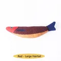 Durable red scabbard fish shaped catnip toy with linen texture for kitten play - Red Saury