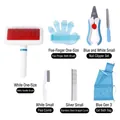 Haustierpflege-Set mit Zupfbürste, Nagelknipser, Pflegehandschuh und Katzenbadetasche - 3. Gen 7-teiliges Bade-Set Blau (Für Hunde)