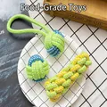 Ensemble de jouets à mâcher pour chiens en corde de coton tressée verte et jaune vif - Style Populaire / Ensemble trois pièces