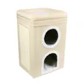 Condominio per gatti beige pieghevole a 3 strati con tappetino tiragraffi in sisal - Stile Appartamento a Tre Livelli / 40x40x60cm / Beige