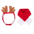 Verstellbares Weihnachts-Haustierkostüm-Set mit Rentiergeweih-Stirnband und Plüschschal - S / Rentier-Geweih & Schal (Kann als Set versendet werden)