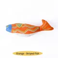 Orange striped plush fish cat toy made of durable linen fabric - Orange Wavy Fish