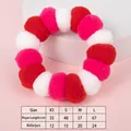 Tableau des tailles de collier à pompons colorés pour animaux de compagnie - Rouge Rose Blanc