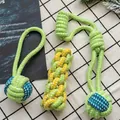 Ensemble de jouets à mâcher pour chien en corde de coton tressée vert et jaune - Style Meilleure Vente / Ensemble trois pièces