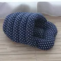 Navy blue polka dot slipper-shaped pet bed for cats and small dogs winter warmth - Slipper Bed Long Style-Blue Polka Dot / Small Size-52*40cm