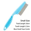 Small blue pet flea comb with fine stainless steel teeth for dogs and cats - S / Blue
