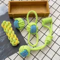 Lot de 4 jouets à mâcher en corde de coton vert clair résistant pour petits chiens et chiots - Style pour Chiens Moyens/Grands / Set de 4 pièces