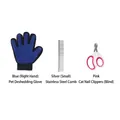 Haustierpflegeset mit Silikonhandschuh, Edelstahlkamm und rosa Nagelschere für Katzen - Verbesserter Stil C (Gerader Kamm + Handschuh für die rechte Hand + Nagelknipser) / Dreiteiliges Set