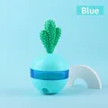 Cactus-shaped pet tumbler slow feeder and puzzle toy in a vibrant blue color finish - Cactus (gwj-080) / Blue