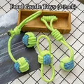 Durable 4-piece woven rope dog toy set for puppy teething and interactive play. - Small Dog Style / Four-Piece Set