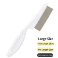 Professional large white pet flea comb with fine metal teeth for dogs and cats, 18cm long - L / White