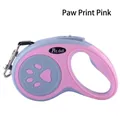 Pink retractable dog leash with paw print pattern, 5m automatic lead - Paw Print Style / 3m / Pink