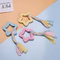 Giocattolo da masticare per cani a forma di stella in TPR con coda in corda intrecciata - Striscia di Stoffa a Stella Cava