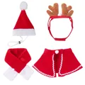 Weihnachtliches Haustier-Kostümset mit Nikolausmütze, Geweih, Schal und Umhang für Hunde und Katzen. - S / Weihnachts-4-teiliges Set (Kann als Set versendet werden)