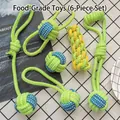 Set of 6 colorful braided rope dog toys for dental health and interactive chewing - Medium/Large Dog Style / 6-Piece Set