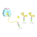 Automatisches elektrisches Katzenspielzeug Set mit Türhänger und drei bunten Raupen-Refills - Blaues Yo-Yo-Set mit 2 Ersatzköpfen