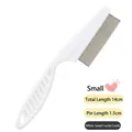Small white pet flea comb for cats and dogs, 14cm total length with 1.5cm metal teeth - S / White