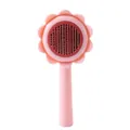Sunflower shaped pink pet deshedding slicker brush for cats and dogs hair grooming tool - Pink