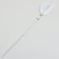 Elegant cat teaser wand featuring white feathers, faux pearls, and tinkling bells. - Feather Style / Gray