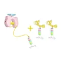 Automatisches Katzen-Spielzeugset mit drei bunten Raupen und Federanhängern - Rosa Yo-Yo-Set mit 2 Ersatzköpfen