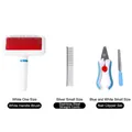 Haustierpflege-Set mit weißer Zupfbürste, Stahlkamm und blauem Nagelknipser-Set - Zupfbürste + Kamm + Nagelknipser-Set / Dreiteiliges Set