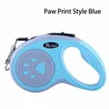 Blue retractable dog leash with paw print design for small medium dogs, 5M length - Paw Print Style / 3m / Blue