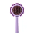 Purple sunflower-shaped pet grooming brush for effective cat and dog hair removal - Purple