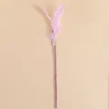 Beautiful pink feather cat wand toy featuring a glitter-filled pole and delicate white ribbon bow - Stiff Ribbon Style / Pink
