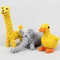Durable woven cotton rope dog toy set with giraffe, elephant, and duck designs - Animal Style / Three-Piece Set