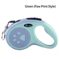5M automatic retractable dog leash in mint green with embossed paw print design. - Paw Print Style / 3m / Green