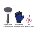 3-teiliges Haustierpflege-Set mit Selbstreinigungsbürste, Handschuh und Krallenschere - Graue selbstreinigende Bürste + Blindknipser + Handschuh für die rechte Hand / Dreiteiliges Set