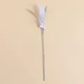 Fairy style cat teaser wand toy with soft white feathers and sparkling silver stick - Stiff Ribbon Style / Gray